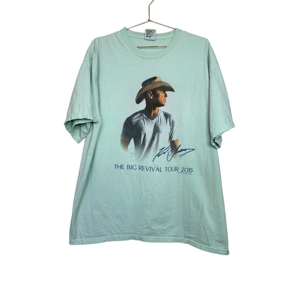 Kenny‎ Chesney The Big Revival Tour 2015 Comfort Colors T-Shirt XL Seafoam Green